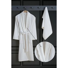 Hrnzafer Tekstil Ruya Pamuklu Güpürlü 2 Parça Bornoz Seti (Bornoz + Havlu)