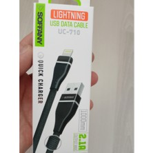 Uc- 710 Şarj Kablosu 2.1A iPhone Data Kablosu Siyah 1.2m Örgülü Kablo