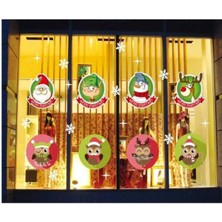 Yılbaşı Noel Sticker Renkli Figürlü Süslü 70X50 Cm, Dekoratif ve Eğlenceli Süsler