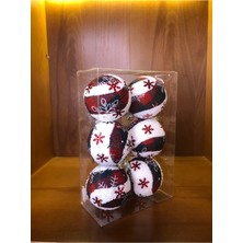 Renkli Yılbaşı Çam Süsleri, 6 Cm, 6'lı, Pvc Desenli, Şık ve Parlak Dekorasyon.