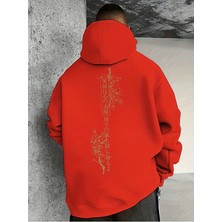 CC Collection Erkek Kapüşonlu Sakura Kiraz Çiceği Sırt Baskılı Oversize Hoodie - Sokak Stili - Günlük Kombin