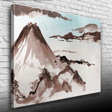 İşsevenler Karlı Dağlar Gri Bulutlar Yağlıboya Kanvas Tablo 50 x 70