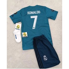 Maharet R.e.a.l M.a.d.r.i.d 2018 Cristiano Ronaldo Turkuaz Röveşata Çocuk Forması 4'lü Set ( Byz-Armalı)