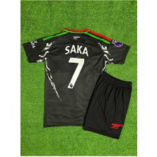 Maharet Arsenal 2024/25 Yeni Sezon Bukayo Saka Deplasman Çocuk Forması 2'li Set (Black)