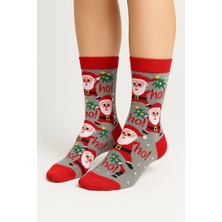 Saysez Unisex Yılbaşı Desenli Renkli Soket Çorap Christmas Happy New Year