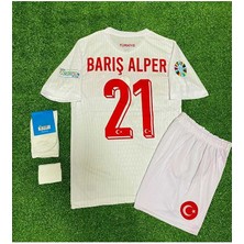 Maharet Türkiye 2024 Barış Alper Yılmaz Iç Saha Çocuk Forması 4'lü Set (Euro 2024 Patch) Beyaz