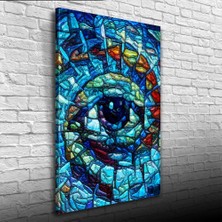 İşsevenler Soyut , Mavi Tonlarda Dekoratif Kanvas Tablo 50 x 70