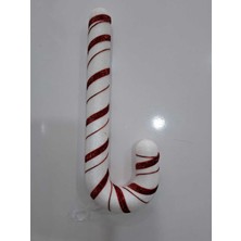 Yılbaşı Simli Baston Şeker 34CM, Beyaz, Şık ve Parıltılı Dekorasyon Aksesuarı