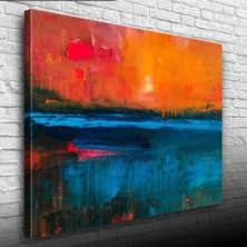 İşsevenler Turuncu Mavi Dekoratif Canvas Tablo (50x70)