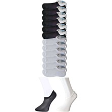 Royaleks Siyah ve Beyaz Erkek Görünmez Çorap 12 Çift