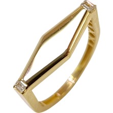 Genel Baget Taşlı Yüzük 14 Ayar Altın Hd Videolu