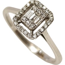 Genel 0.08CT Baget Pırlanta Taşlı Yüzük 8 Ayar Altın Hd Videolu