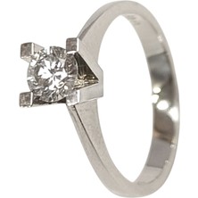 Genel Hrd Sertifikalı 0.50CT F Pırlanta Tek Taş Yüzük 14 Ayar Altın Hd Videolu