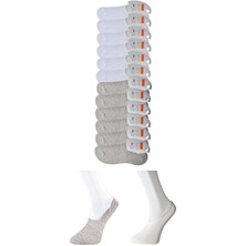 Royaleks Gri ve Beyaz Erkek Babet Çorap 12 Çift