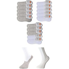 Royaleks Gri ve Beyaz Erkek Babet Çorap 15 Çift