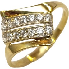 Genel Kuğu Modeli Taşlı Yüzük 14 Ayar Altın Hd Videolu