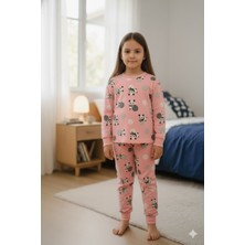 Bunny Hopp Panda Desenli %100 Pamuk Interlok Kız Çocuk Pijama Takımı