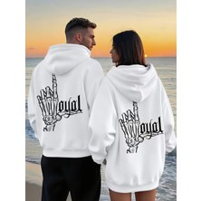 Nevermind Kuru Kafa El Baskılı Sokak Stili Sevgili Kombini 2'li Oversize Unisex Kapüşonlu Sweatshirt Seti