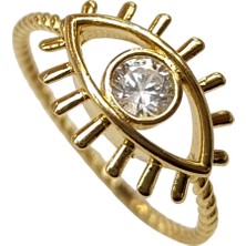 Genel Kirpikli Göz Taşlı Yüzük 14 Ayar Altın Hd Videolu