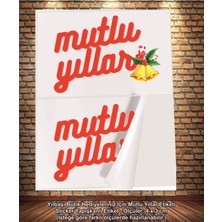 Yılbaşı Temalı 1000 Yapışkan Etiket, Mutlu Yıllar Tasarımı, Beyaz, Çoklu Adet