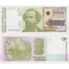 Banknoting Arjantin 500 Austral 1990 Çil.