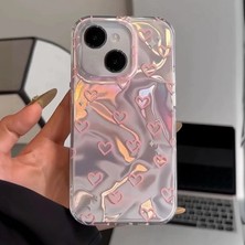 Rona Store iPhone 13 Uyumlu Zebana Pembe Kalp Desenli Silikon Kılıf