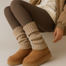Ozzy Socks Original Premium Tozluk %100 Akrilik Triko Örgü Leg Warmer Ayak Isıtıcı Bej