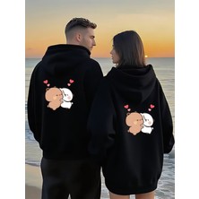 Nevermind Sevimli Ayıcık Desenli Sevgili Kombini 2'li Oversize Kapüşonlu Sweatshirt Seti
