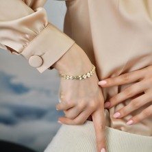 Goldium Jewellery Goldium 14 Ayar Altın Kalem Işçilikli Yonca Bileklik