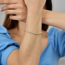 Goldium Jewellery Goldium 14 Ayar Altın Sıralı Yonca Bileklik