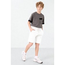 Tommy Life Ekru Standart Fit Basic Erkek Çocuk Şort - 11284
