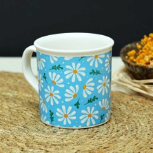 Yeşilay Çiçek Desenli Mavi Seramik Kupa