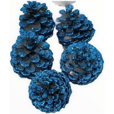 Her Renkten Simli Kozalak 5'li Yılbaşı Süsü, Çam Kozalağı, Eğlence Süsleri