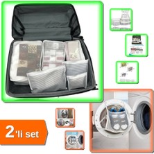 Hereveoyuncak Çizgili 6 Parça Anne Bebek Hastane Çantası + Kapak Bağlamalı Ayakkabı Yıkama Filesi - 2li Set Q3P3U4