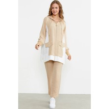 NemereSoft Sementa 76448 Keten Görünümlü Kapüşonlu Tunik Takım