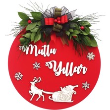 Empressco Kuru Çiçekli Şık Yılbaşı Kapı Süsü, Kırmızı Renkli, Yeni Yıl Dekorasyonu