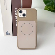 Apple iPhone 15 Plus Uyumlu Kılıf Zebana Elista M-Safe Silikon Kılıf Desert Titanyum