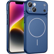 Apple iPhone 13 Uyumlu Kılıf Zebana Titanmag Colorshield Kılıf (Kablosuz Şarj) Mavi