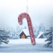 Yılbaşı Dekorasyonu Ipli Baston Şeker Pembe 25 cm