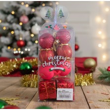 Yılbaşı Ağacı Süsü Kırmızı 16 Parça Pvc Kutulu, Renkli, Şık ve Eğlenceli Dekor