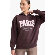 DeFacto Relax Fit Kapüşonlu Baskılı Kalın Sweatshirt G7016AX25WN