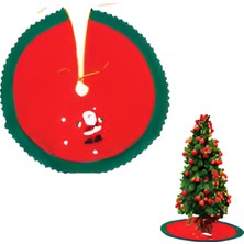 Kırmızı Keçe Yılbaşı Çam Ağacı Örtüsü, 90 Cm, Şık ve Renkli Dekorasyon.