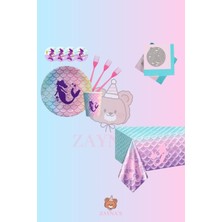 Zayna's Deniz Kızı Temalı 8 Kişilik Doğum Günü Parti Seti - Deniz Kızı Konseptli Parti Süsleri