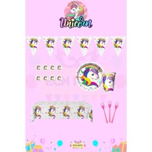 Zayna's Unicorn Temalı 32 Kişilik Mini Doğum Günü Parti Seti