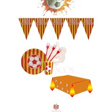 Zayna's Taraftar Temalı Futbol Seti 16 Kişilik Sarı Kırmızı Ekonomik Doğum Günü Parti Seti