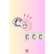 Zayna's Unicorn Temalı Tek Boynuzlu At 8 Kişilik Doğum Günü Parti Seti - Unicorn Konseptli