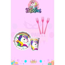 Zayna's Unicorn Temalı 32 Kişilik Extra Mini Doğum Günü Parti Seti
