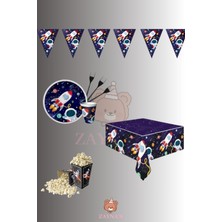 Zayna's Uzay ve Astronot Temalı Çocuk Doğum Günü Parti Seti-Süsleme Malzemeleri 8 Kişilik