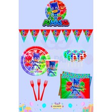 Zayna's Pijamaskeliler Temalı 8 Kişilik Mini Doğum Günü Parti Seti