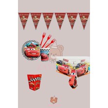 Zayna's Cars Arabalar Temalı Doğum Günü Parti Seti - Erkek Çocuk Özel Parti Süsleme Malzemeleri 24 Kişilik